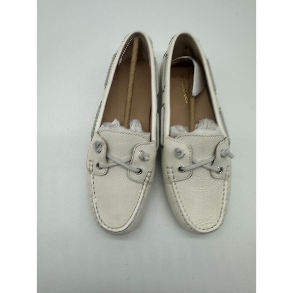 Veronica Beard Jia Boater Loafer Sz 7 M Upper Leather Coconut White NWT - Picture 2 of 10